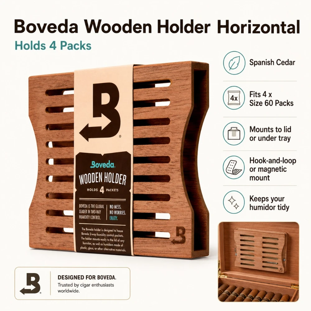 Boveda Wooden Holder Horizontal - Holds 4 Packs