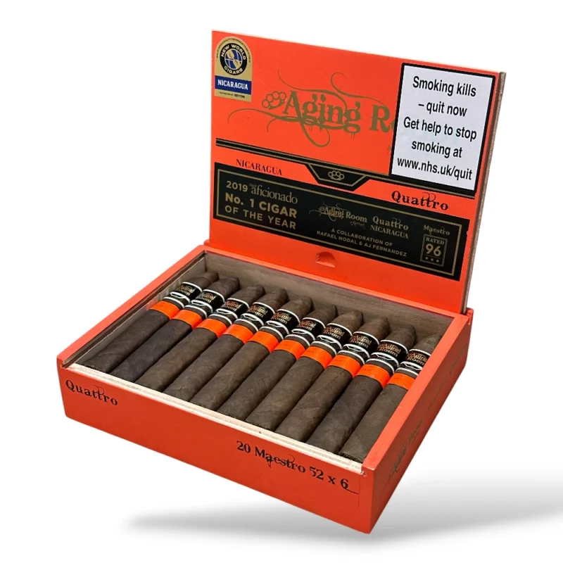 Aging Room Quattro Nicaragua Maestro Cigar Box Open