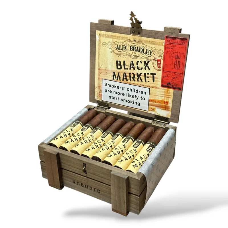 Alec Bradley Black Market Robusto Cigar Box Open