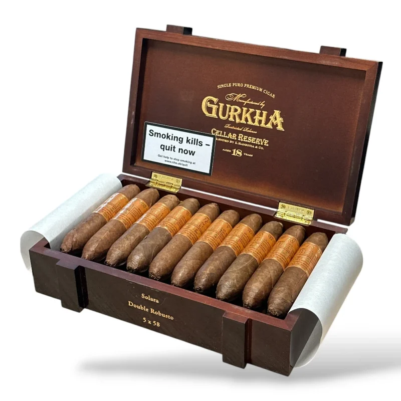 Gurkha Cellar Reserve 18 Years Old Solara Double Robusto Cigar Box Open