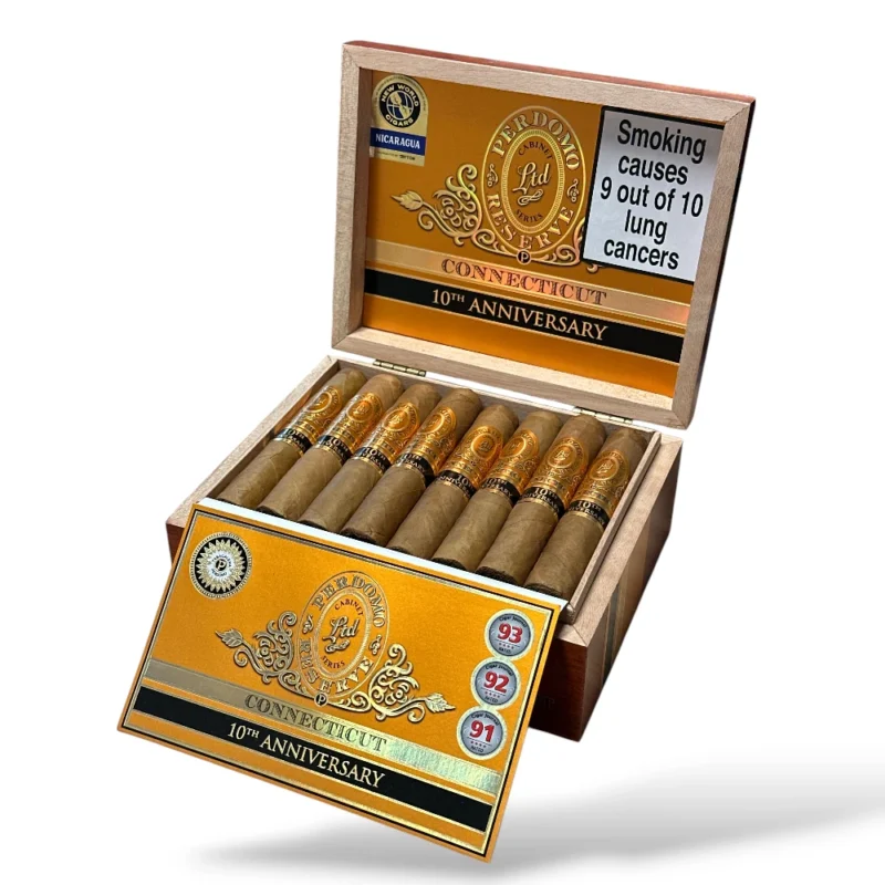 Perdomo Reserve 10th Anniversary Connecticut Robusto Cigar Box Open