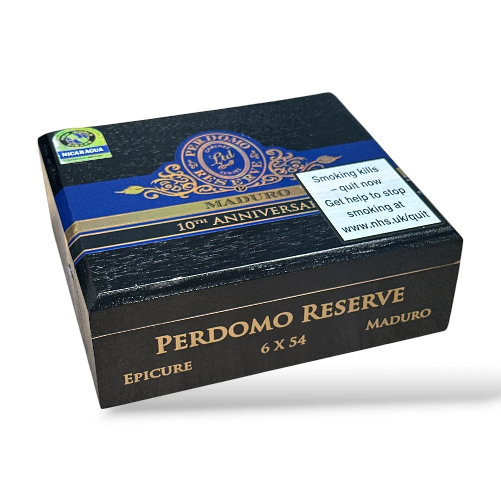 Perdomo Reserve 10th Anniversary Maduro Epicure Cigar Box Closed