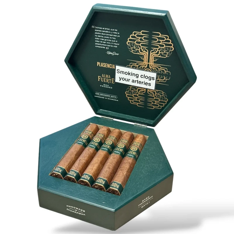 Plasencia Alma Fuerte Sixto I Hexagono Gordo Cigar Box Open
