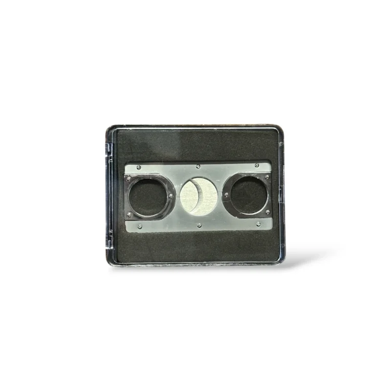 Twin Bladed Square Cigar Cutter - Satin & Chrome