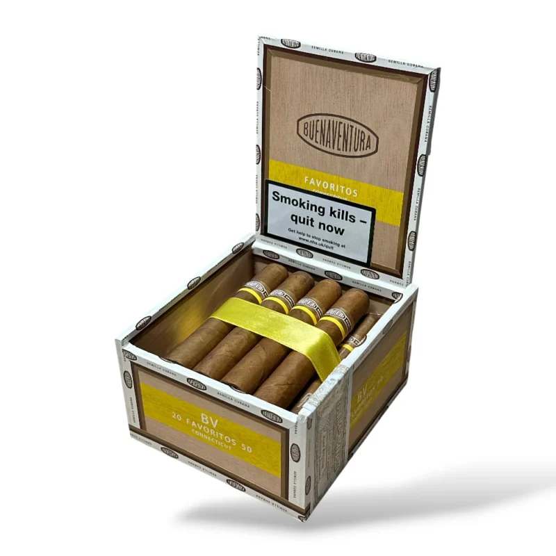 Curivari Buenaventura Favoritos Yellow Connecticut Robusto Cigar Box Open