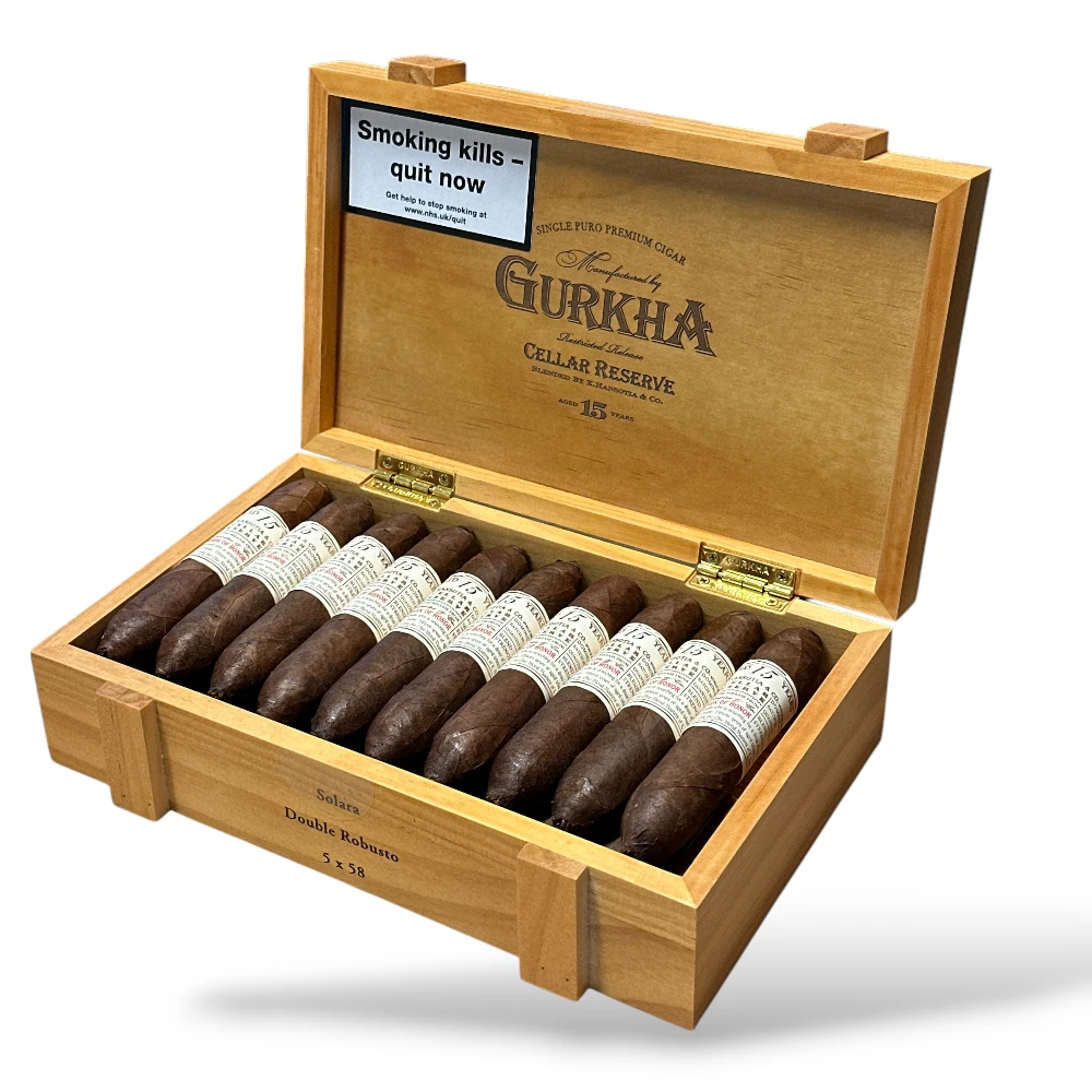 Gurkha Cellar Reserve 15 Years Old Solara Double Robusto Cigar Box Open
