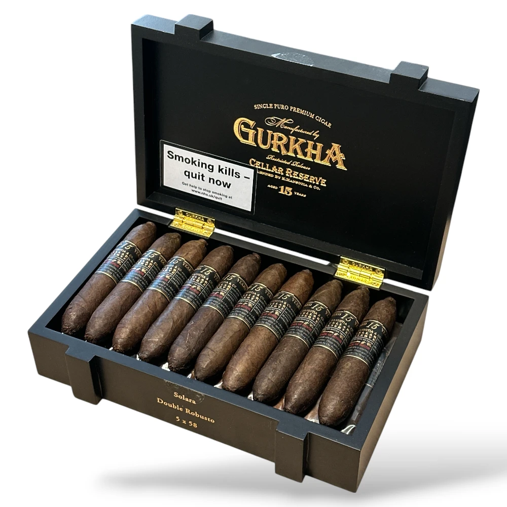 Gurkha Cellar Reserve Limitada 15 Years Old Solara Maduro Double Robusto Cigar - Box Open