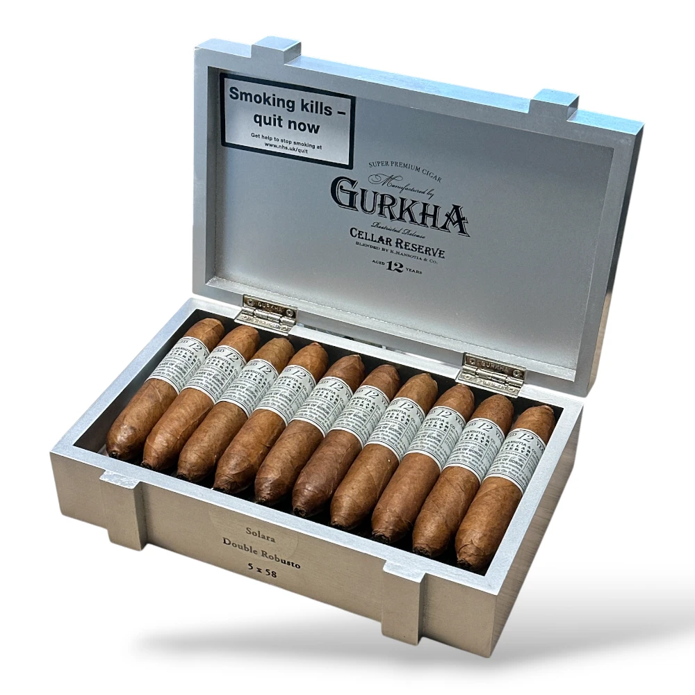 Gurkha Cellar Reserve Platinum Solara 12 Years Old Double Robusto Cigar - Box Open
