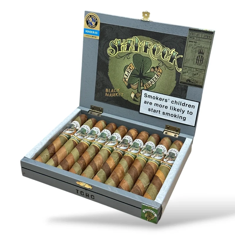 Alec Bradley Black Market Filthy Hooligan Shamrock 2025 Toro Cigar Box Open
