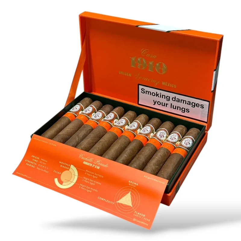 Casa 1910 Revolutionary Edition Cuchillo Parado Robusto Cigar Box Open