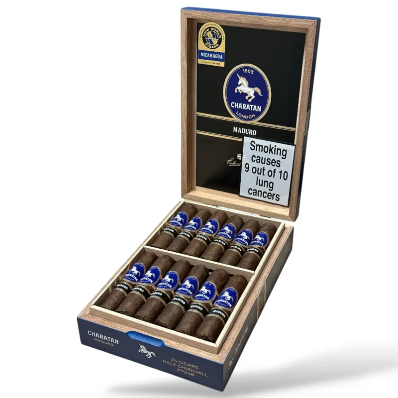 Charatan Maduro Half Churchill Cigar Box Open