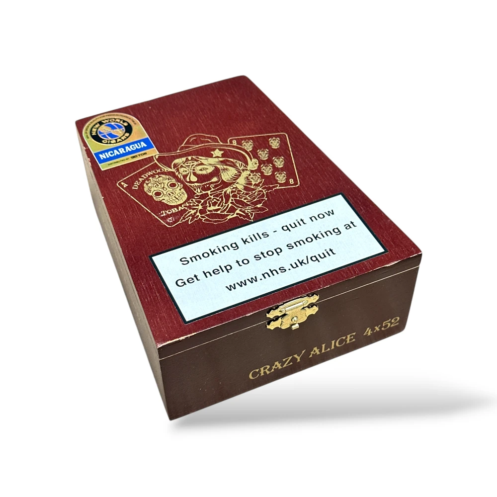 Drew Estate Deadwood Crazy Alice Short Figurado Cigar Box Closed