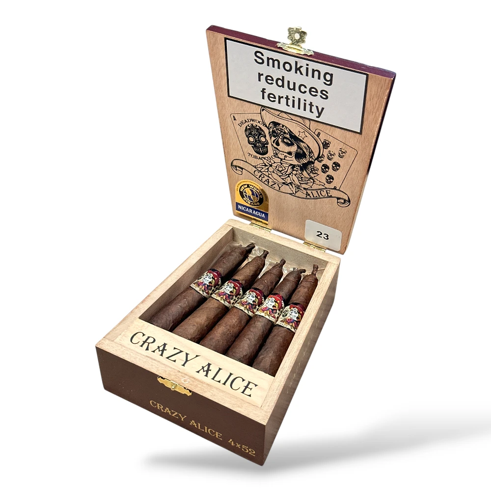 Drew Estate Deadwood Crazy Alice Short Figurado Cigar Box Open