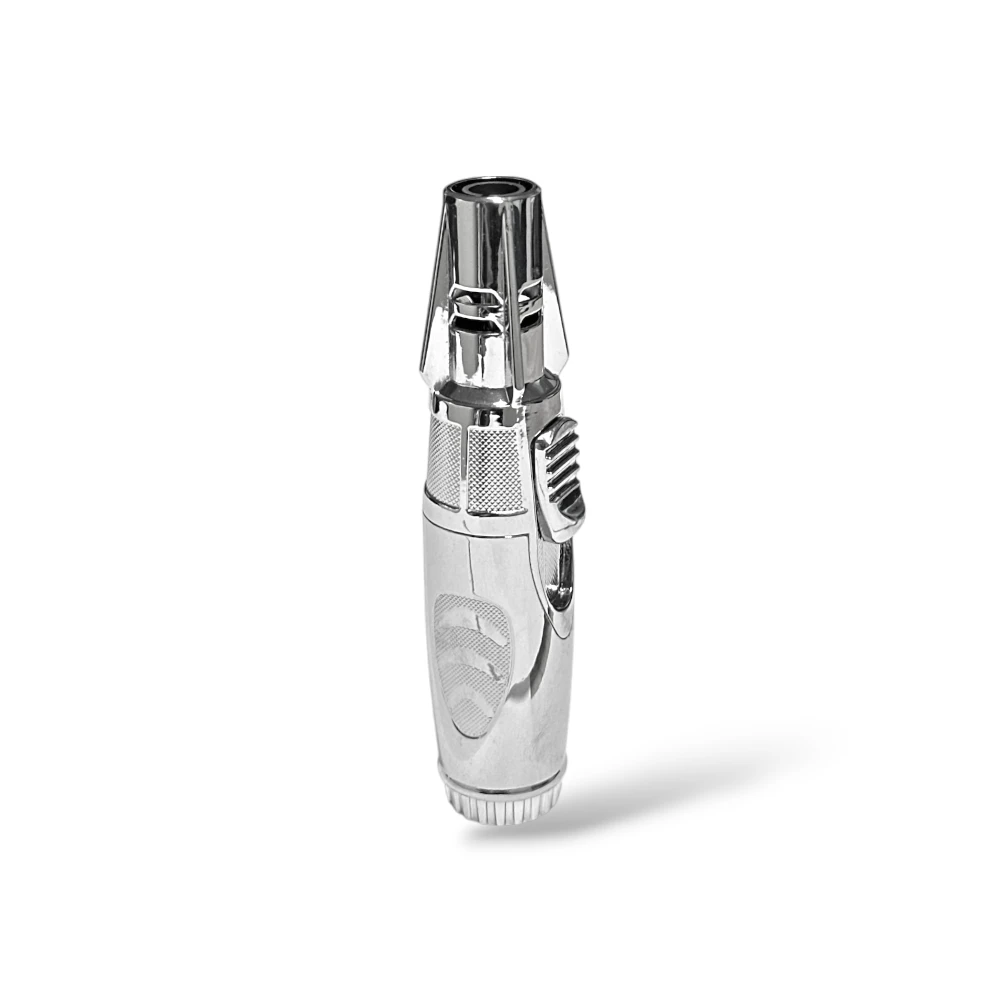 Metal Torch Flame Cigar Lighter Silver