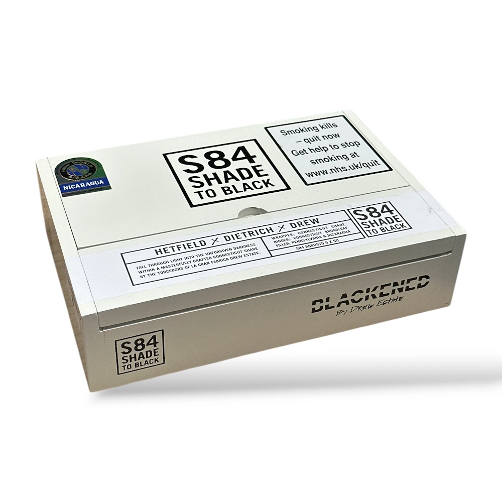Drew Estate Blackened S84 Shade to Black Robusto Cigar Box Closed